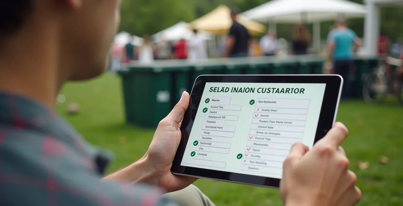 Checklist d'évaluation de la qualité d'un festival avec critères environnementaux et sociaux