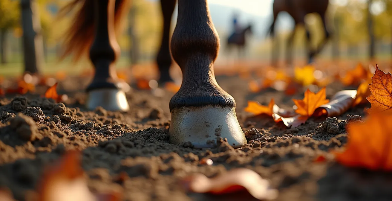 Groupe de cavaliers traversant les vignobles dorés de Bourgogne en automne