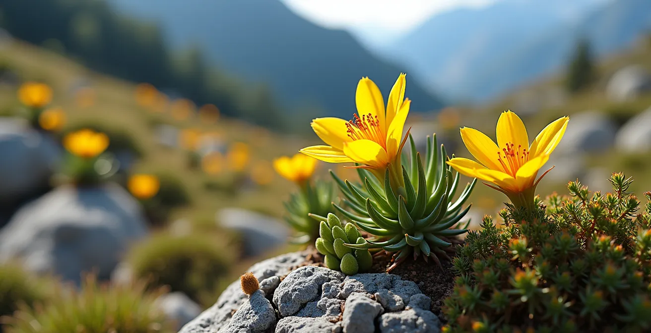 Vue des différents étages de végétation depuis le maquis méditerranéen jusqu'aux pelouses alpines